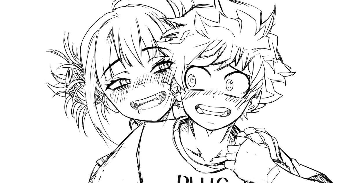Dibujo de Deku y Amiga Divertido para Colorear y Imprimir