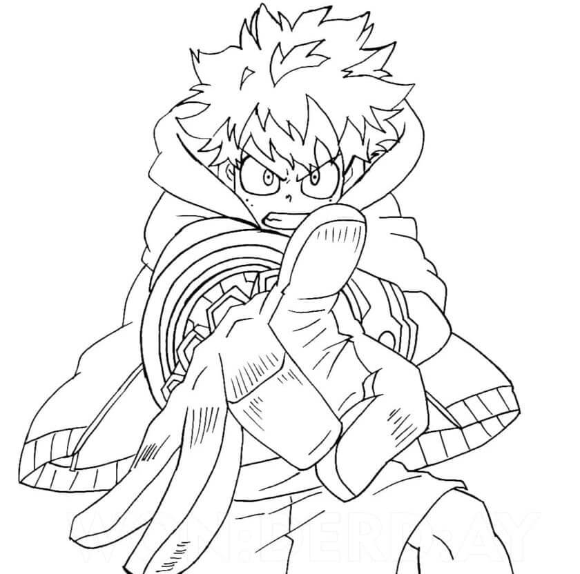Dibujo de Enfriar Midoriya Usando La Fuerza Aerea para Colorear y Imprimir