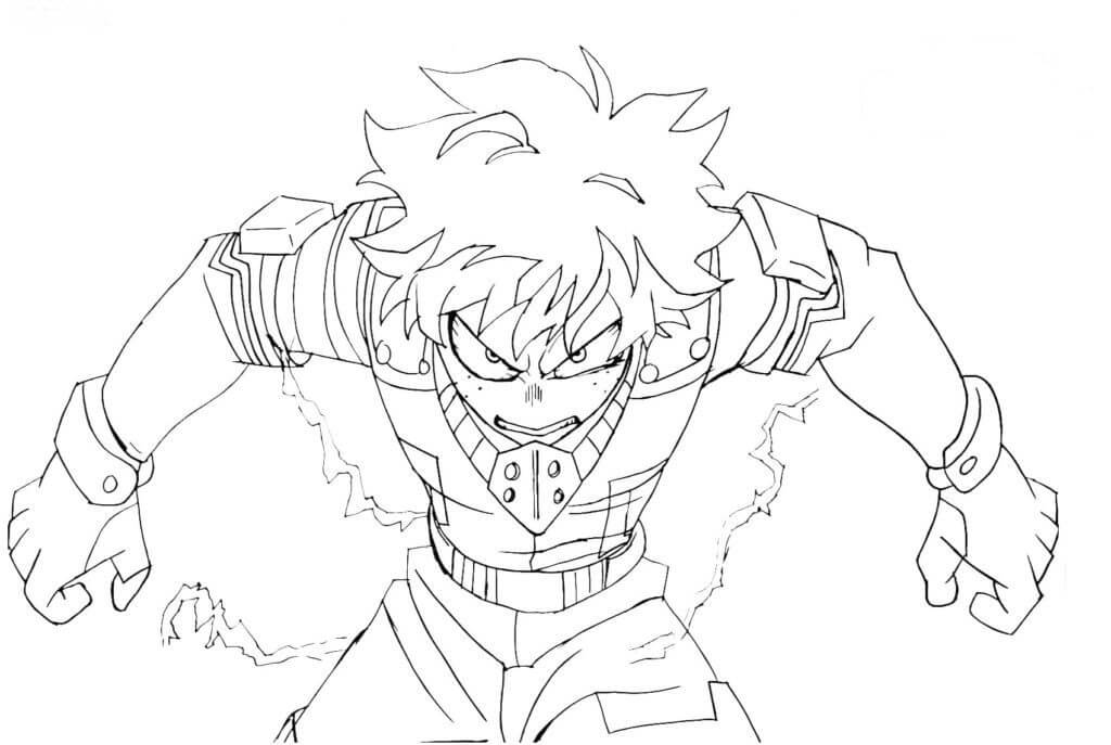 Dibujo de Genial Deku Enojado para Colorear y Imprimir