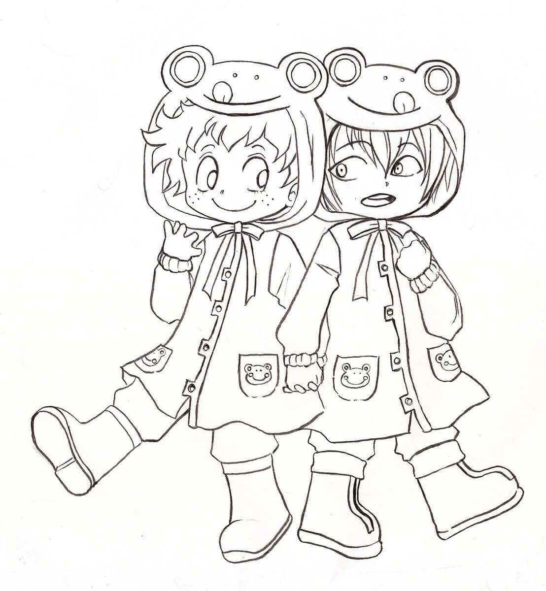 Dibujo de Lindo Deku y Amigo para Colorear y Imprimir