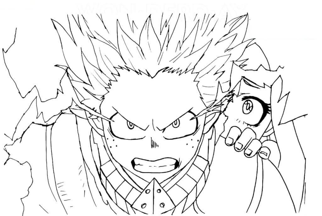 Dibujo de Midoriya Enojado Con Eri para Colorear y Imprimir