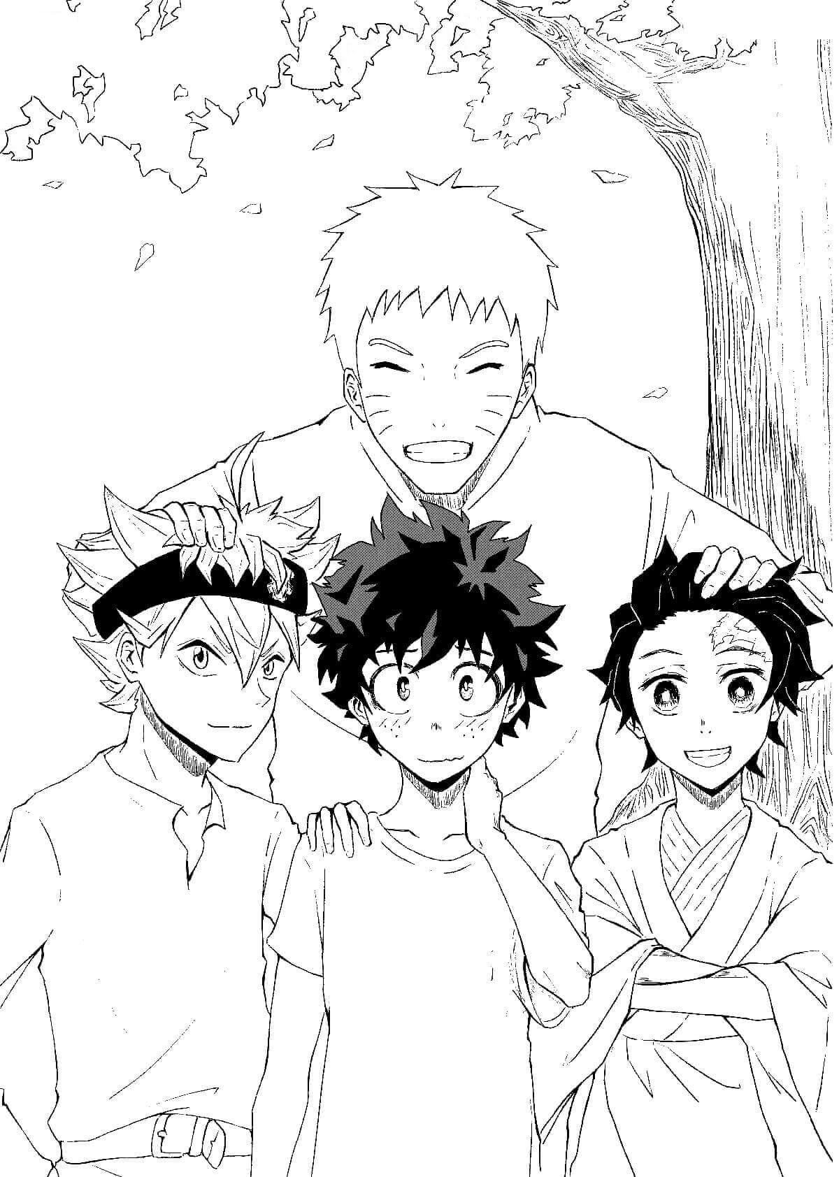 Dibujo de Naruto Deku y Amigos para Colorear y Imprimir