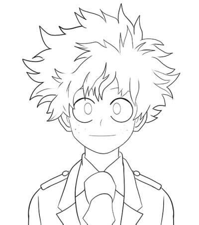 Dibujo de Rostro Deku Basíco para Colorear y Imprimir