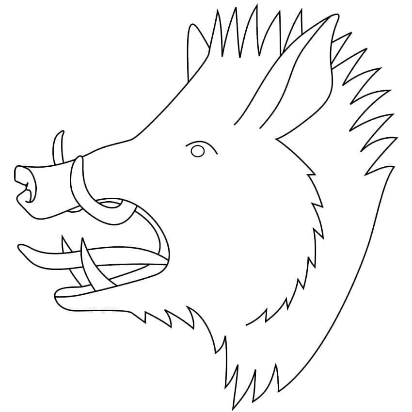 Dibujo de Cabeza de Jabalí Rugiendo para Colorear y Imprimir