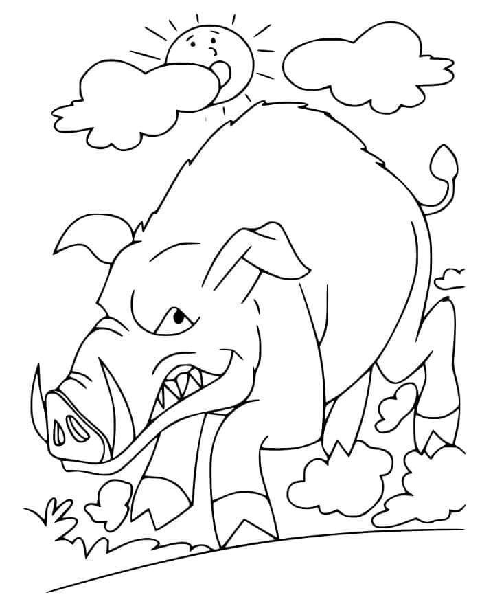 Dibujo de Jabalí Enojado para Colorear y Imprimir