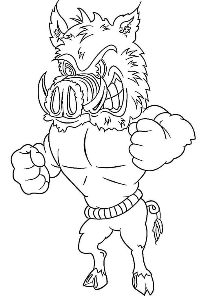 Dibujo de Jabalí Fuerte Enfadado para Colorear y Imprimir