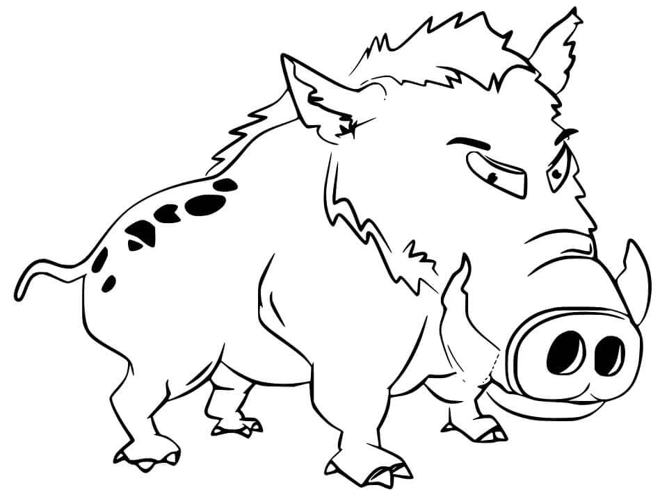 Dibujo de Jabalí Fuerte para Colorear y Imprimir