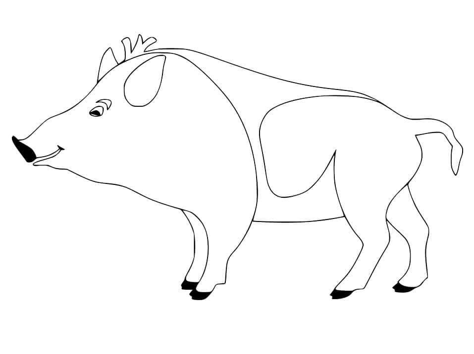 Dibujo de Jabalí Sonriendo para Colorear y Imprimir