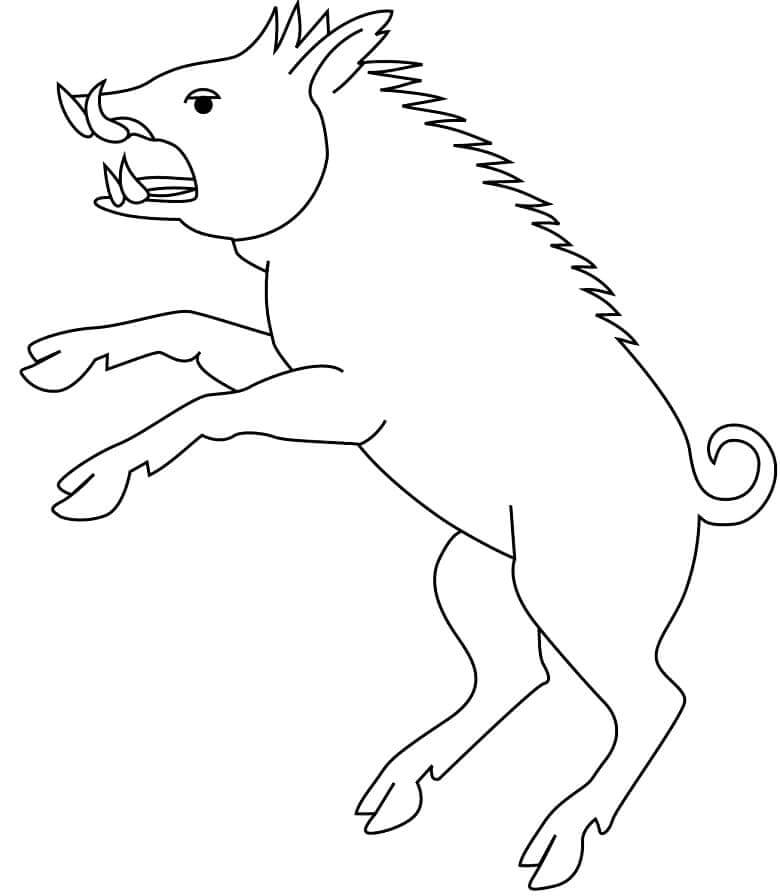 Dibujo de Pequeño Jabalí Saltando para Colorear y Imprimir