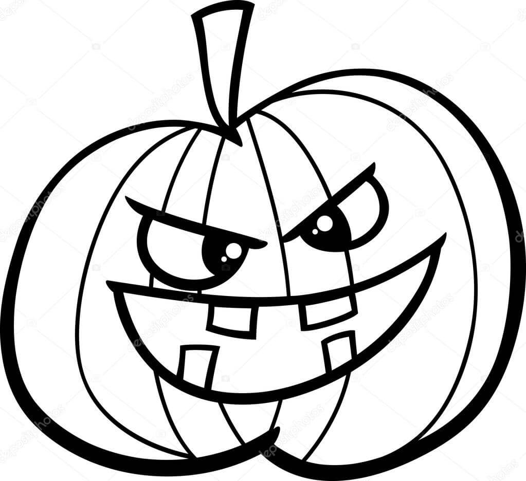 Dibujo de Dibujos Animados de Jack o Lantern para Colorear y Imprimir