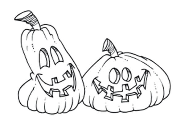 Dibujo de dos Jack o Lantern para Colorear y Imprimir