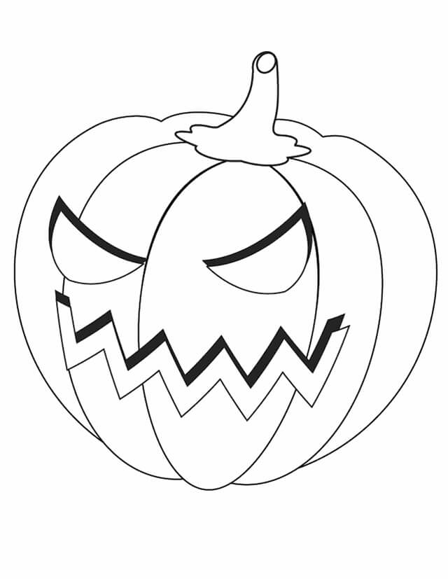 Dibujo de Jack o Lantern Enojado para Colorear y Imprimir