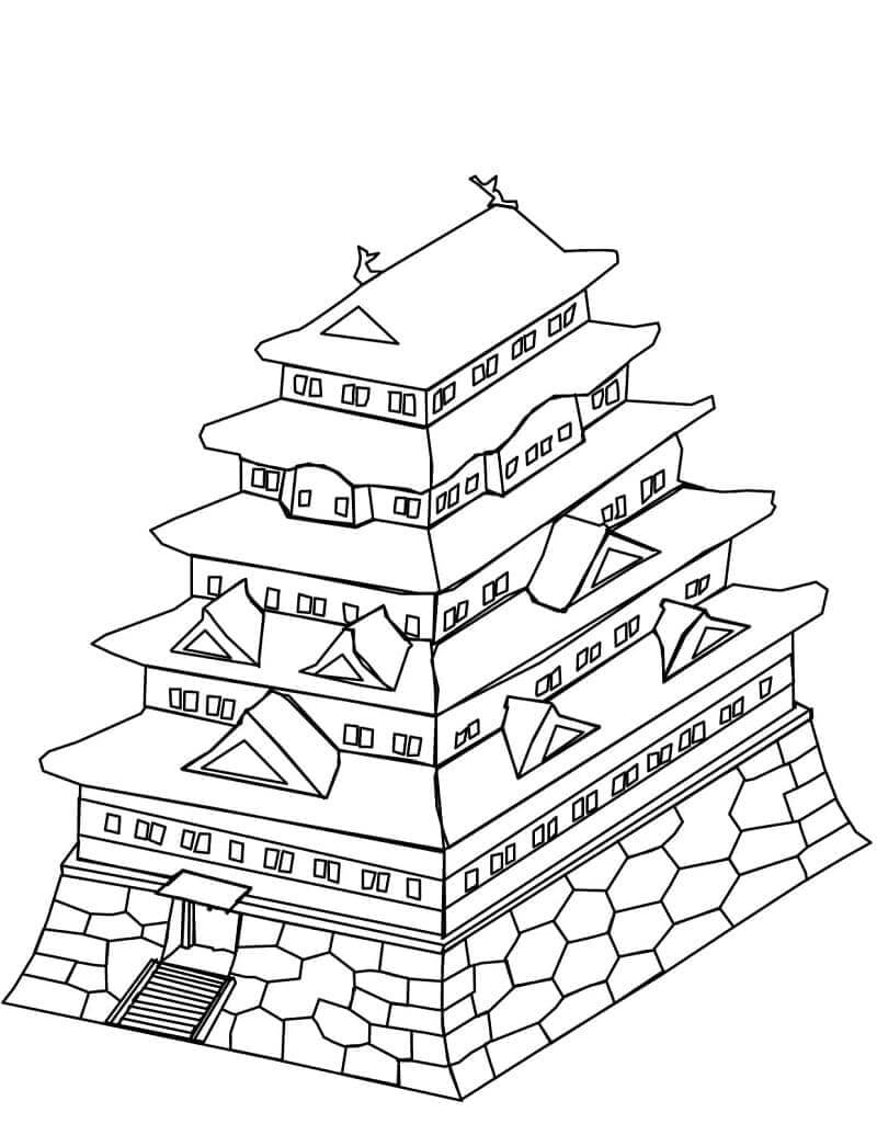 Dibujo de Castillo Japonés para Colorear y Imprimir