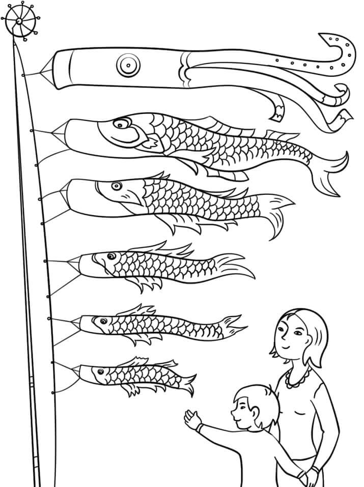 Dibujo de Día Del Niño Japonés para Colorear y Imprimir