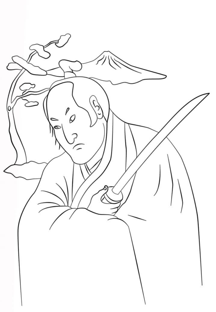 Dibujo de Guerrero Samurái para Colorear y Imprimir
