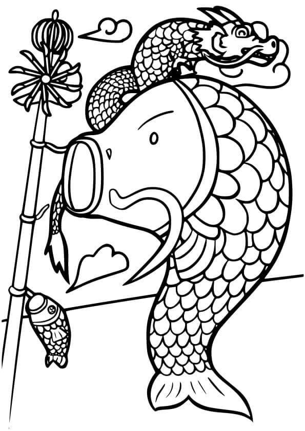 Dibujo de Koinobori En Japón para Colorear y Imprimir