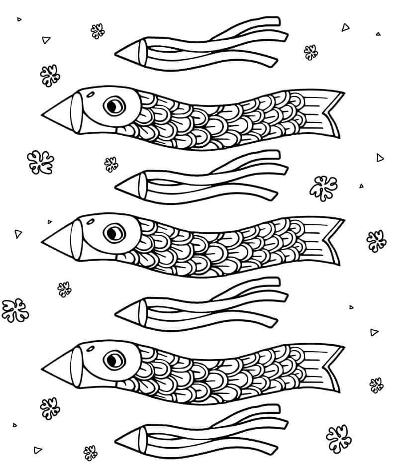Dibujo de Koinobori Japón para Colorear y Imprimir