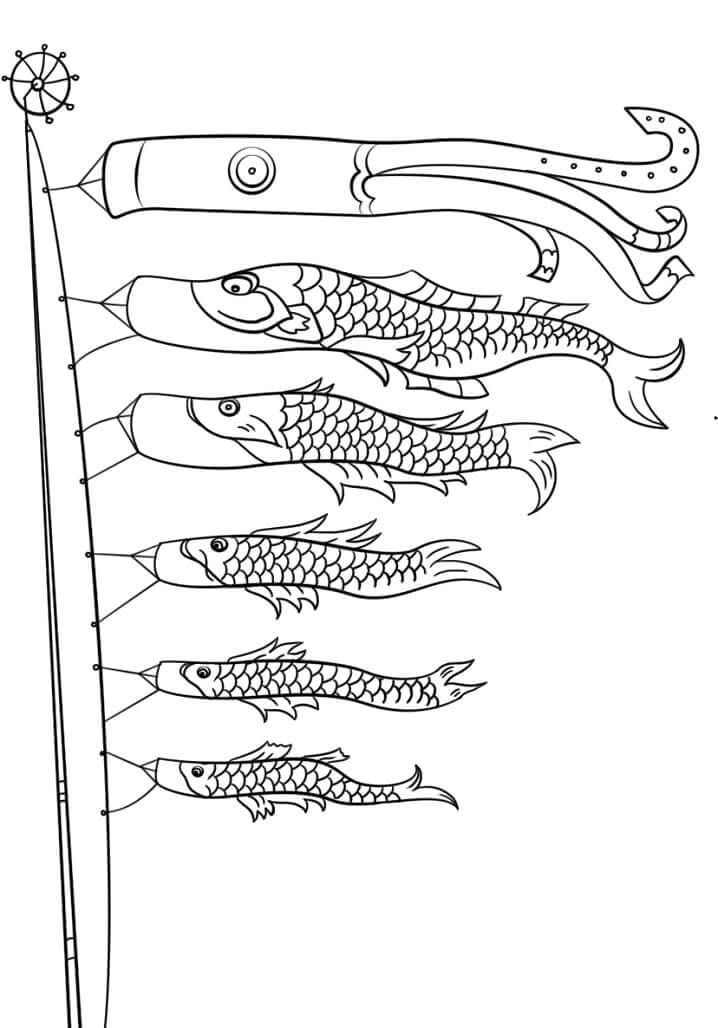 Dibujo de Koinobori para Colorear y Imprimir