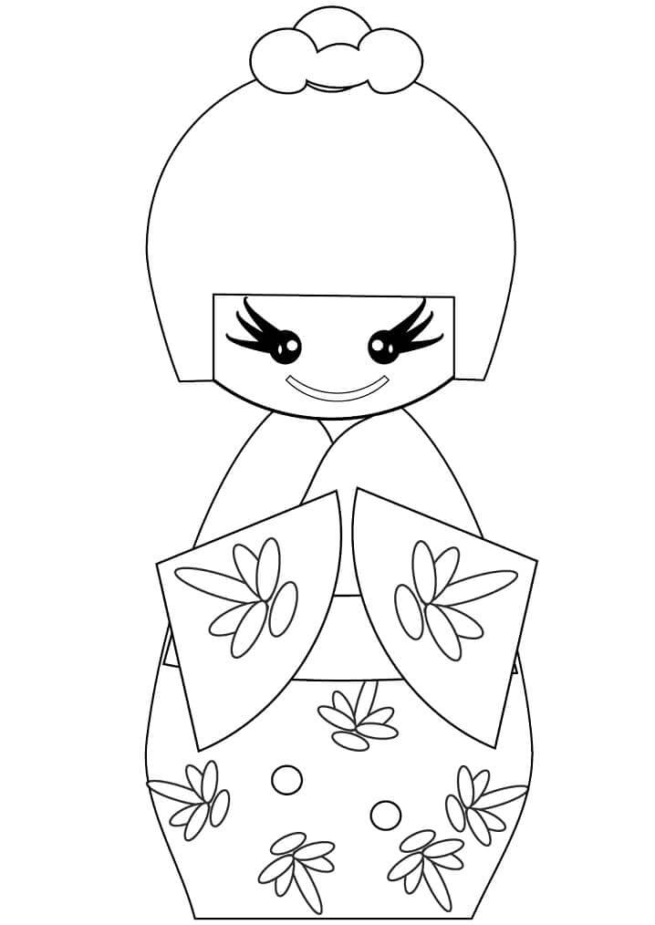 Dibujo de Kokeshi para Colorear y Imprimir