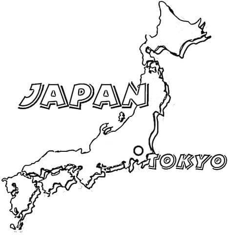 Dibujo de Mapa de Japón para Colorear y Imprimir