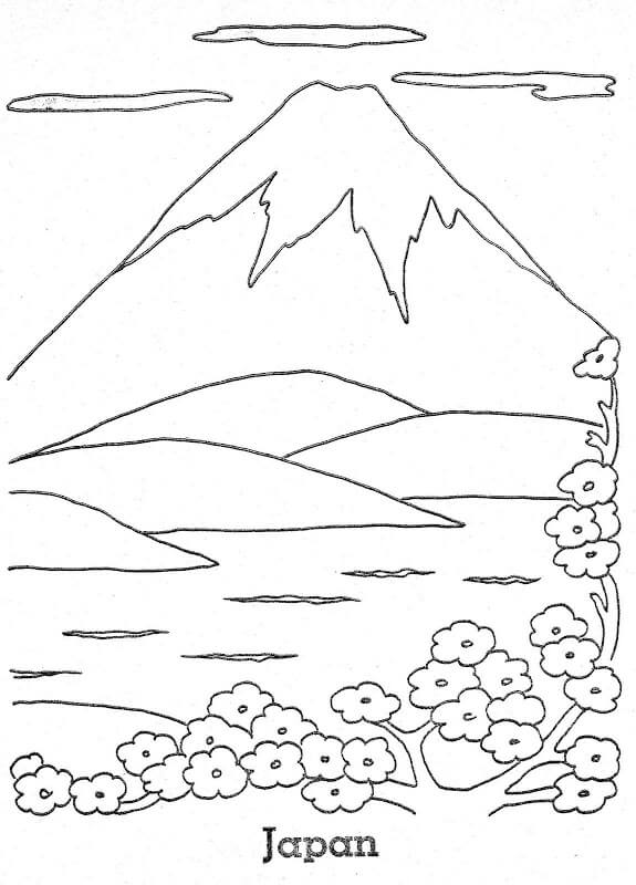 Dibujo de Montaña En Japón para Colorear y Imprimir