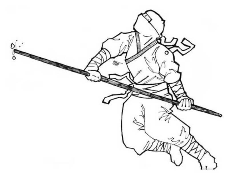 Dibujo de Ninja Japonés para Colorear y Imprimir