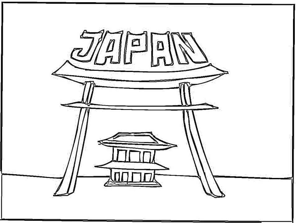 Dibujo de Puerta de Japón para Colorear y Imprimir