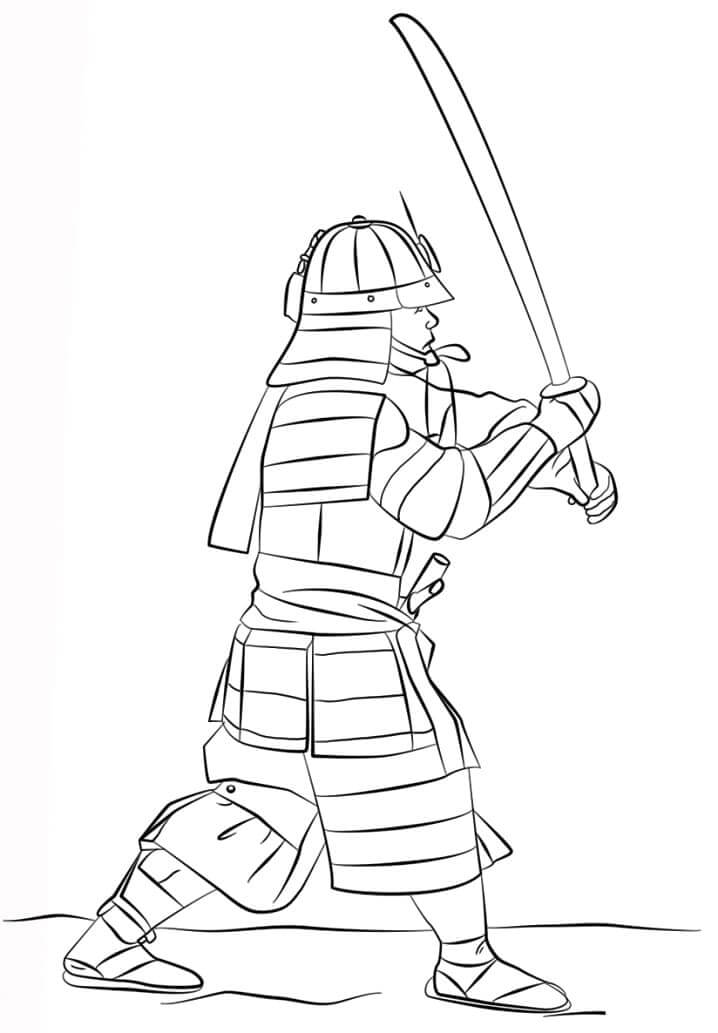 Dibujo de Samurái Blindado para Colorear y Imprimir