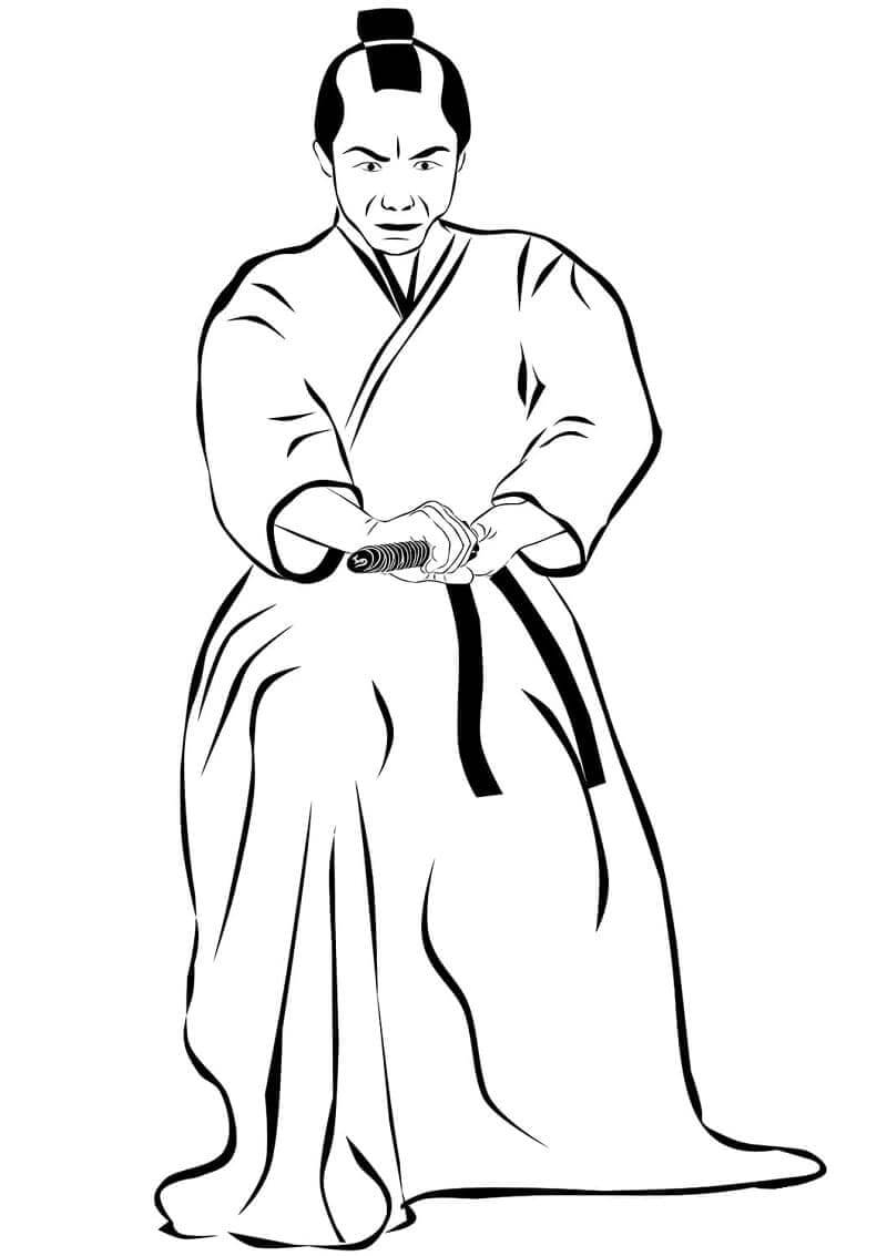 Dibujo de Samurái y Katana para Colorear y Imprimir