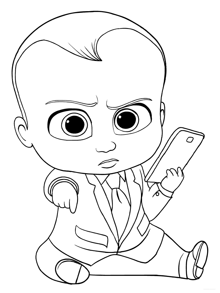 Dibujo de Jefe Bebé Cara Seria para Colorear y Imprimir