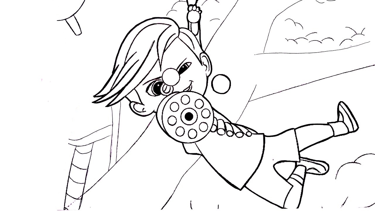 Dibujo de Tim Jugando Pistola de Juguete para Colorear y Imprimir