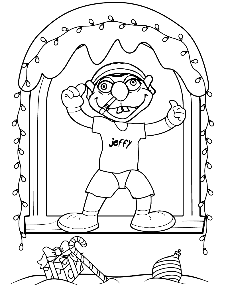Dibujo de Imgi 10 Jeffy Supermariologan Puppet Performs In a Theater Coloring Page para Colorear y Imprimir