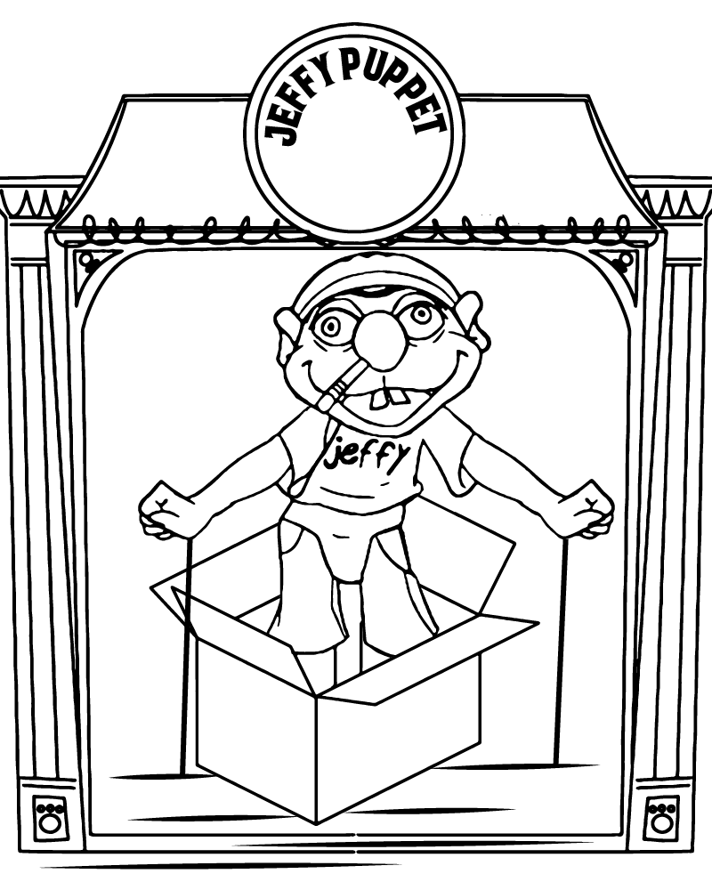 Dibujo de Imgi 12 Jeffy Puppets Magical Theater Performance Coloring Page para Colorear y Imprimir