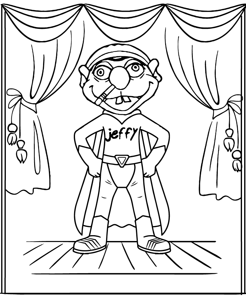 Dibujo de Imgi 15 Jeffy From Supermariologan Puppet Theater Coloring Page para Colorear y Imprimir