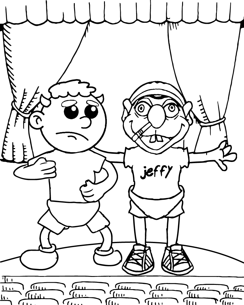 Dibujo de Imgi 4 Theater Scene With Jeffy The Puppet Printable Coloring Page para Colorear y Imprimir