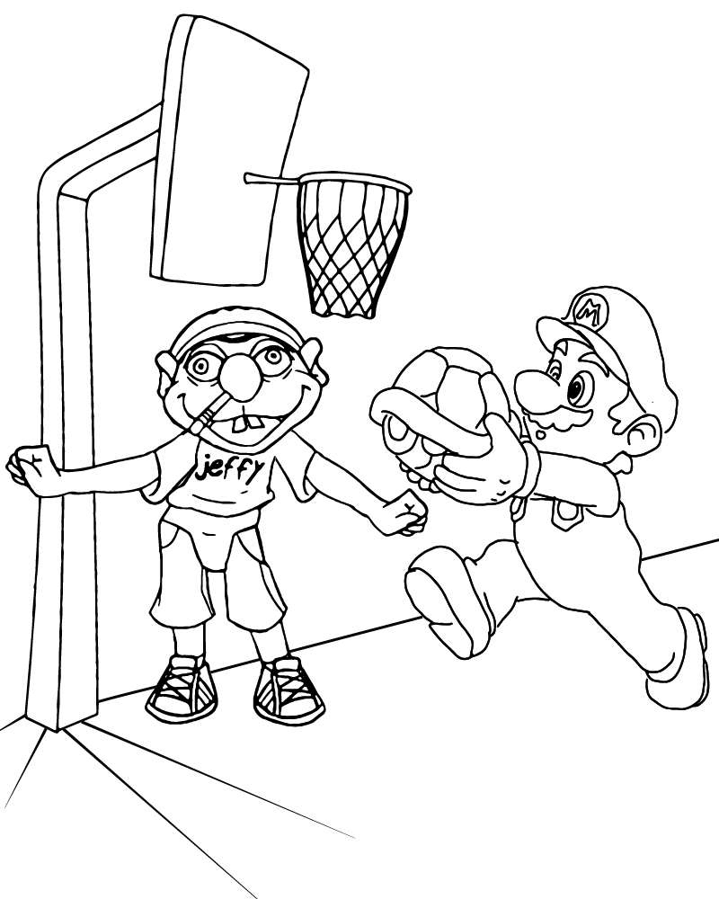 Dibujo de Imgi 5 Jeffy The Puppet And Mario Free Printable para Colorear y Imprimir