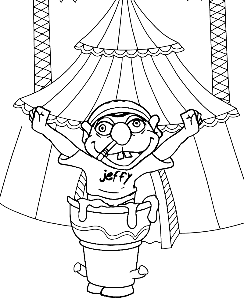 Dibujo de Imgi 7 Jeffy From Supermariologan In a Circus Tent Coloring For Kids para Colorear y Imprimir