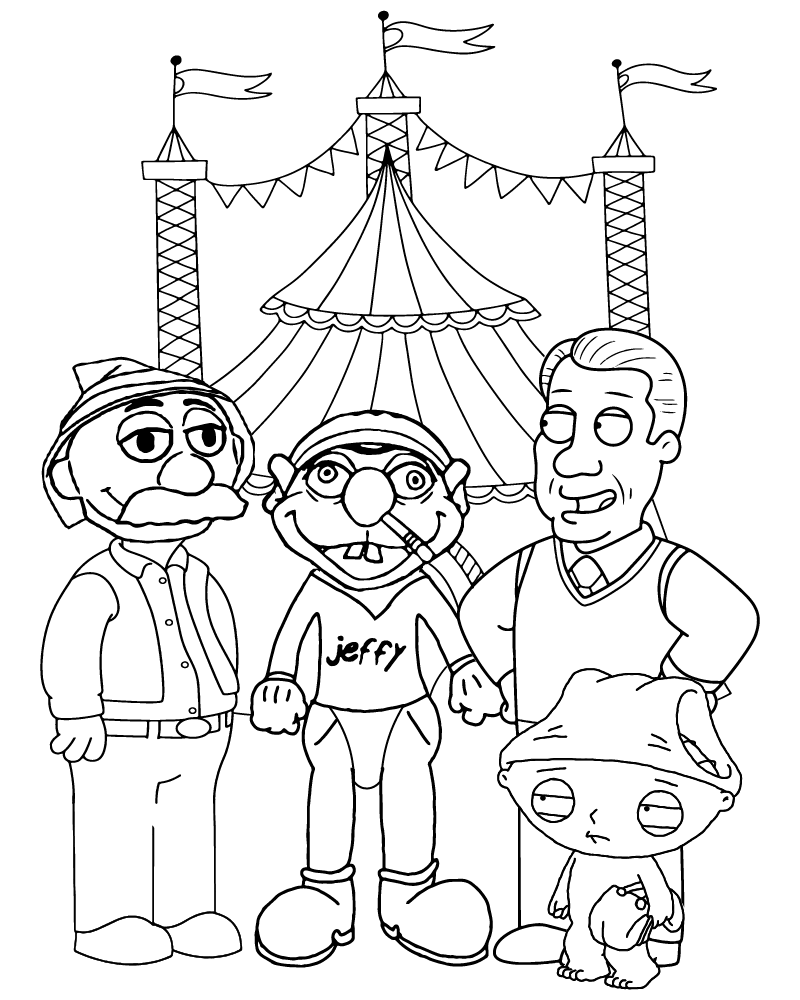 Dibujo de Imgi 9 Jeffy The Puppets Fun Circus Printable Coloring Page para Colorear y Imprimir