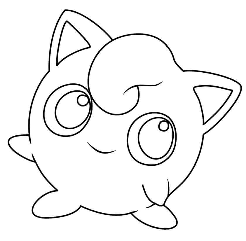Dibujo de Adorable Jigglypuff para Colorear y Imprimir