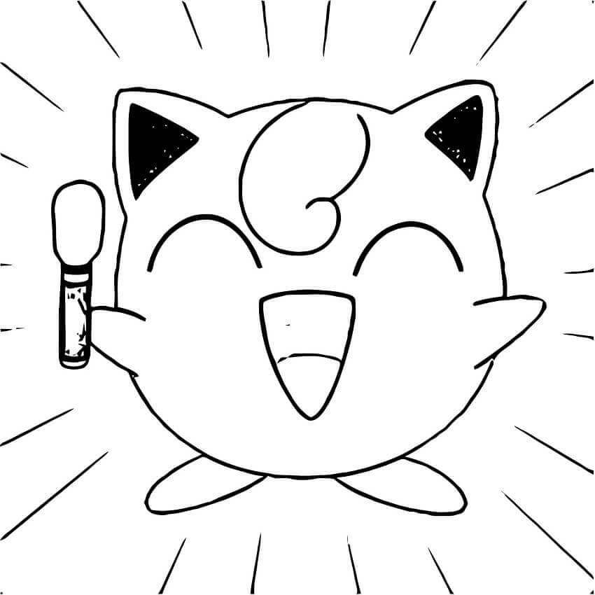Dibujo de ¡Feliz Pokémon Jigglypuff para Colorear y Imprimir