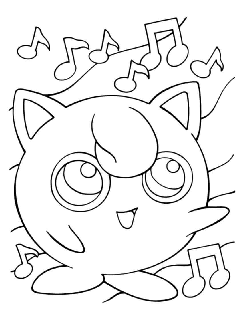 Dibujo de Jigglypuff Sonriente para Colorear y Imprimir