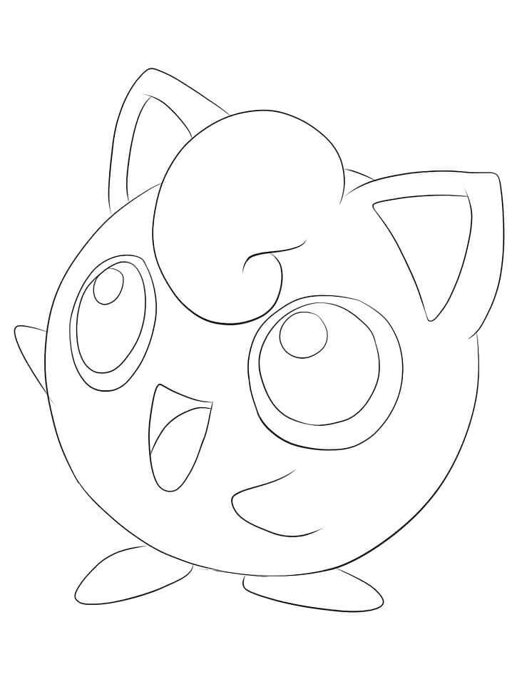 Dibujo de Kawaii Jigglypuff para Colorear y Imprimir