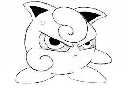 Dibujo de Lindo Jigglypuff Enojado para Colorear y Imprimir