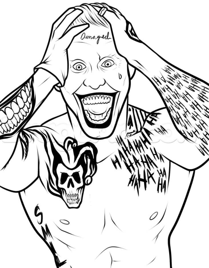 Dibujo de Joker Divertido de Suicide Squad para Colorear y Imprimir