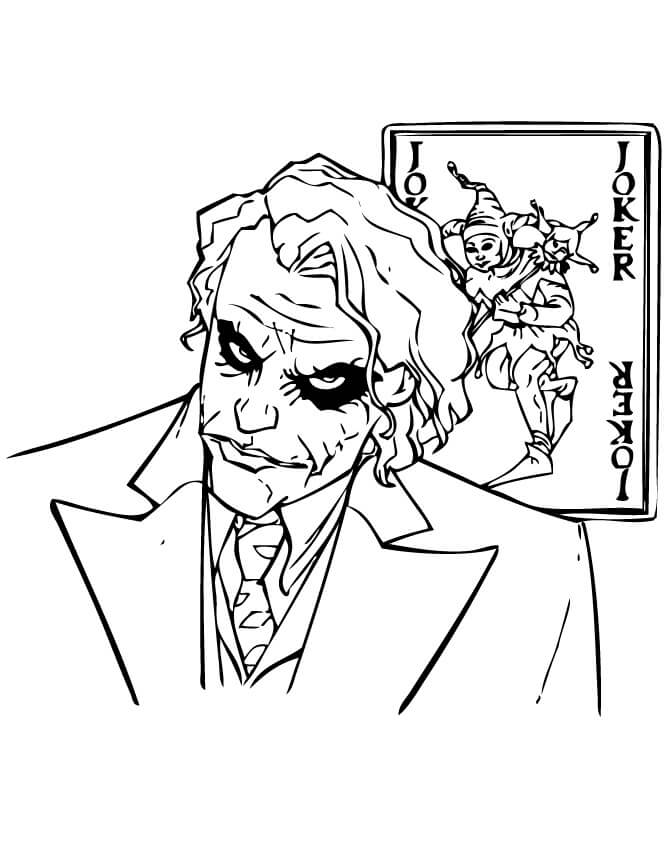 Dibujo de Joker y La Carta Del Joker para Colorear y Imprimir