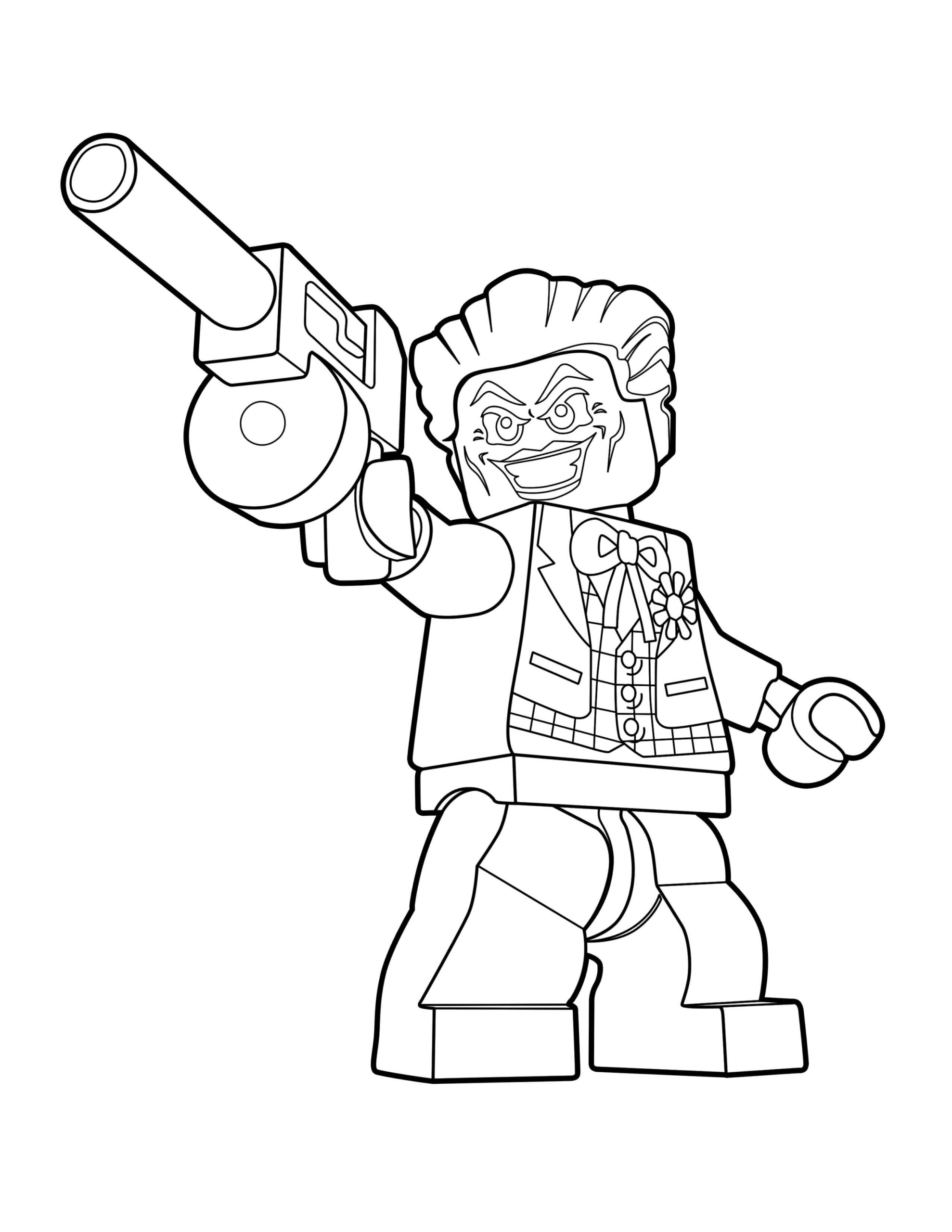 Dibujo de Lego Joker Con Pistola Scaled para Colorear y Imprimir