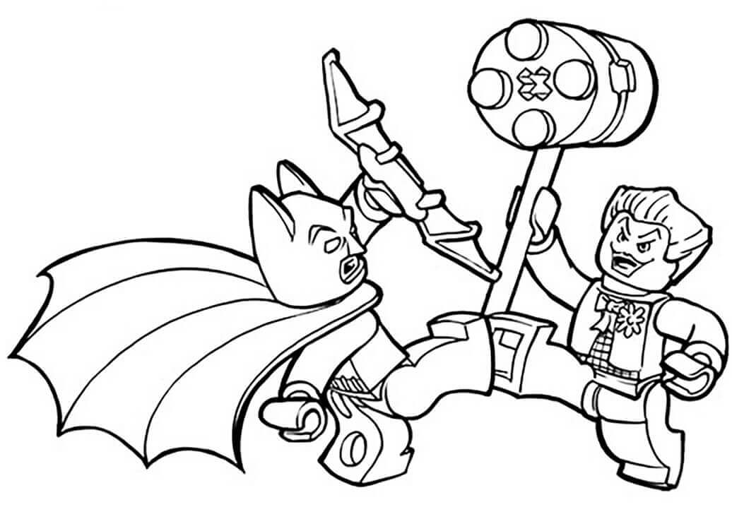 Dibujo de Lego Joker Vs Lego Batman para Colorear y Imprimir