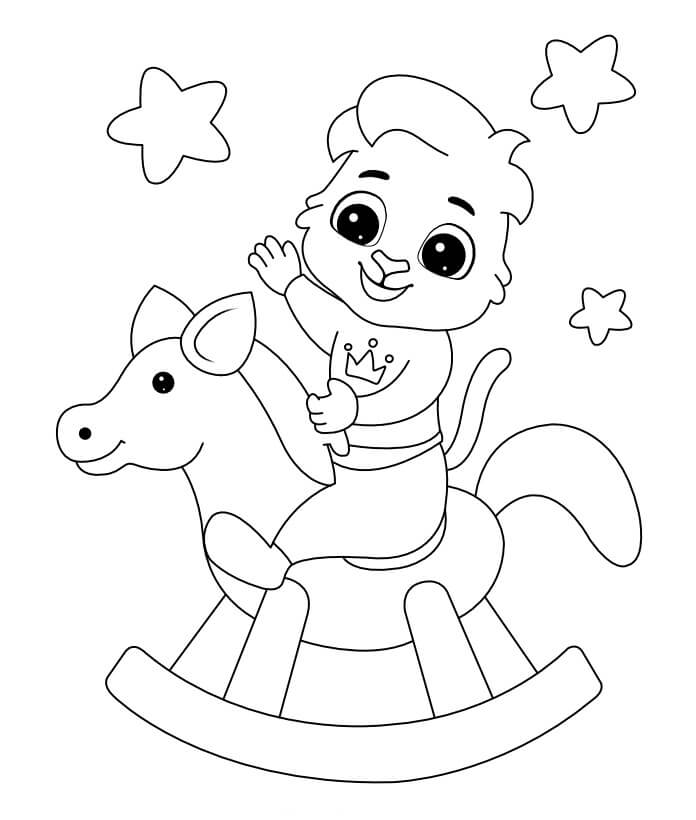 Dibujo de Caballo de Madera para Colorear y Imprimir