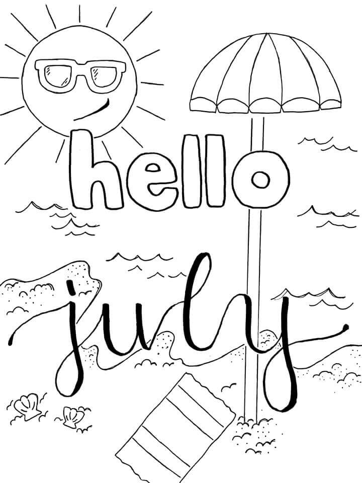 Dibujo de Hola Julio para Colorear y Imprimir