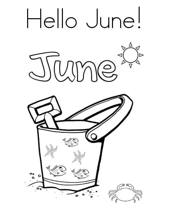 Dibujo de Hola Junio para Colorear y Imprimir